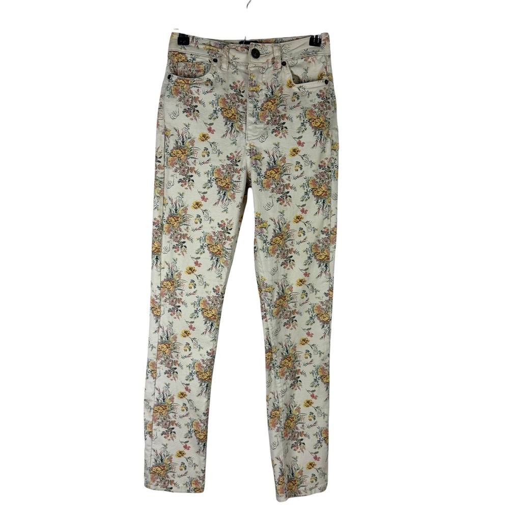 BDG Urban Outfitters Women's 24‎ Girlfriend High-Rise Floral Jeans Cream